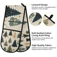 thumbnail image 2 of Yayeee Double Oven Mitt Kitchen Heat Resistant Baking 35" x7" Quilted Glove, Beige Christmas Trees, 2 of 6