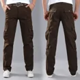 thumbnail image 3 of Pantalones cargo para hombre, multibolsillos, para exteriores, para hombre, multibolsillos, para senderismo, estilo coreano, color caqui, nuevos, de estilo largo, 3 of 5