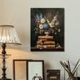 thumbnail image 4 of CDDposter Vintage Flower Books Canvas Wall Art, Moody Books Still Life Pictures Rustic Antique Art Oil Painting Prints Dark Academia Floral Artwork for Bedroom Living Room Wall Decor Framed 12x16in, 4 of 7