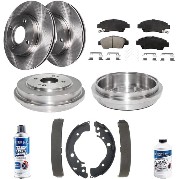 Detroit Axle - Brake Kit for 2009-2013 Honda Fit Front Disc Brake Rotors Ceramic Brakes Pads 2010 2011 2012 Replacement Brake Drums Brake Shoes