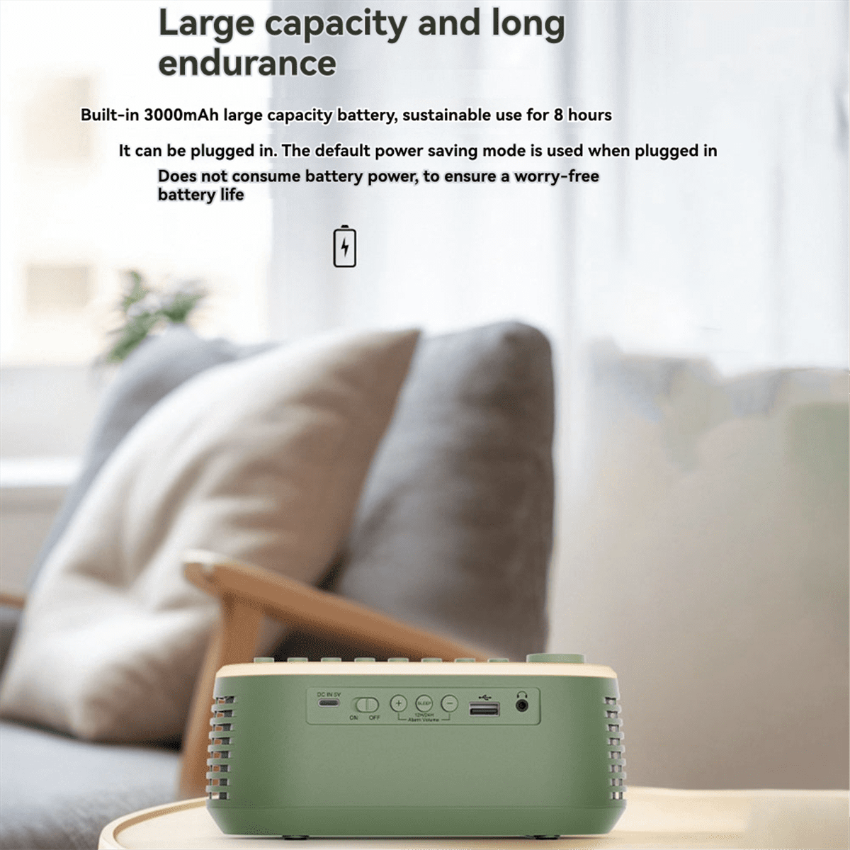 Bluetooth Multiple White Noise Combinations LED Display Screen Speaker and USB Playback with RGB Atmosphere Black