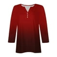 thumbnail image 4 of Fashion 3/4 Sleeve Summer Tops for Womens 2024 Plus Size Casual Printing T-shirt Buttons Blouse V-Neck Casual Tops Gifts for Womens, 4 of 5