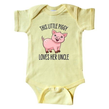 

Inktastic This Little Piggy Loves Her Uncle- cute Gift Baby Girl Bodysuit