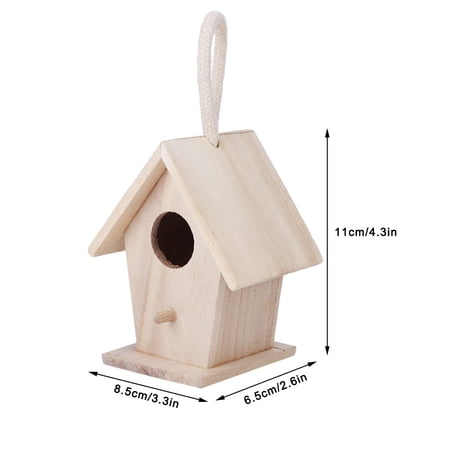 2-Pack Wooden Bird Nesting Boxes 3.3 x 4.3 2.6 Inches Unfinished Platane Wood Hanging Birdhouses for Garden Outdoor Decor 2PCS Patio Decorative Accessories