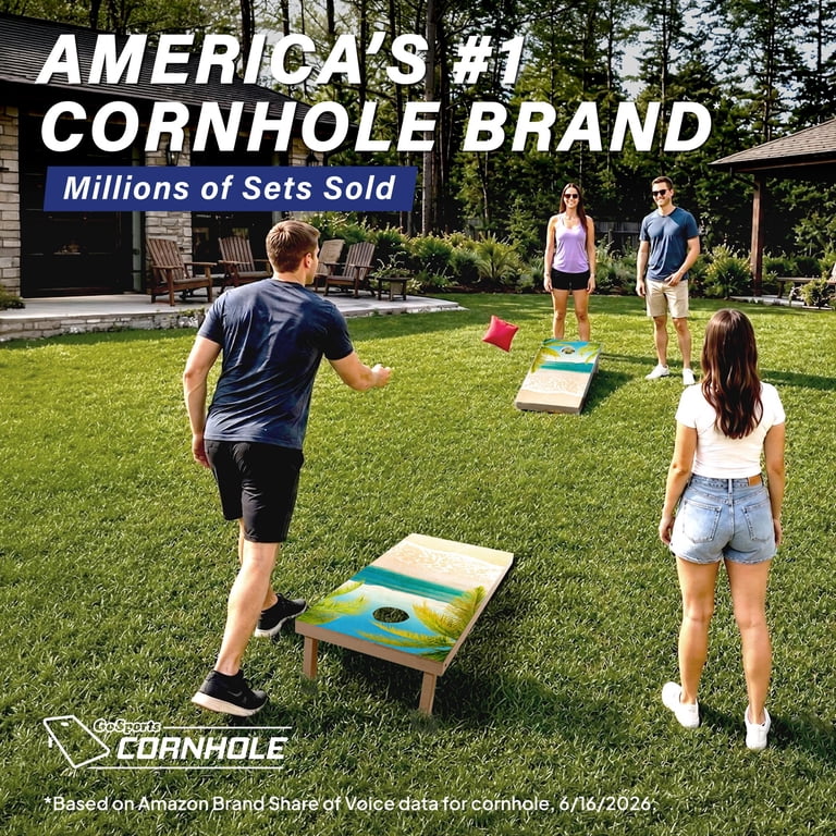 GoSports Cornhole Outdoor Bean Bag Toss Lawn Board - 4'x2