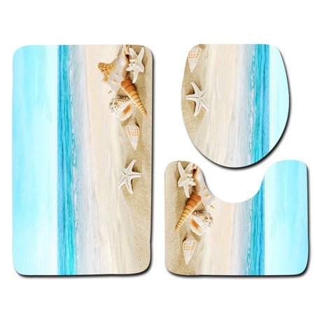 3Pcs/set Bathroom Mat Set Anti-Slip Kitchen Bath Mat Carpet Bathroom Toliet Rug Washable Beach Style