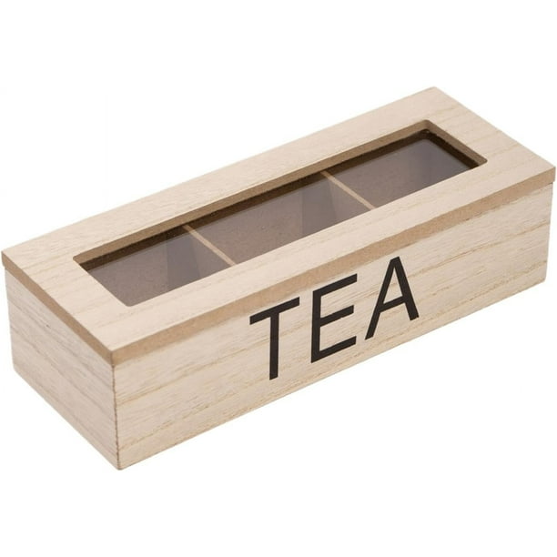 Wooden Tea Box, Wooden Tea Storage Box, Wooden Tea Bag Organizer with 3 ...