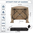 thumbnail image 3 of COBIZI 8x8 Pop up Gazebo Tent, Ez up Waterproof Screen Tent Screen House, Portable Outdoor Canopy Sun Shelter with 3 Sidewalls, Carry Bag & Ground Stakes for Camping, Garden and Picnics, Khaki, 3 of 12