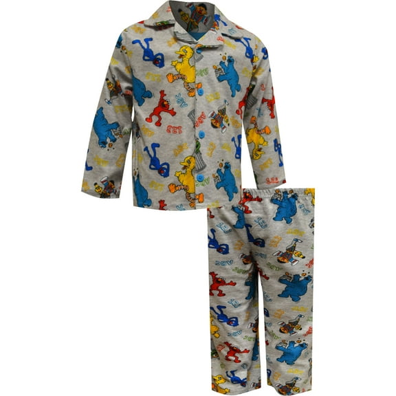 AME Sleepwear Boys Sesame Street Friends Traditional Flannel Infant Pajamas