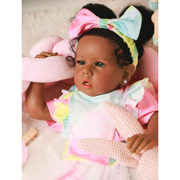 Muñeca Reborn Rebornova Black Girl de 51 cm con cuerpo suave