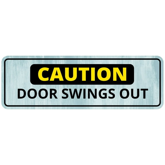 Standard Plus Caution Door Swings Out Wall or Door Sign | Public Spaces Signage - Small