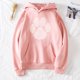 thumbnail image 1 of Sudadera con capucha cálida para mujer, con estampado de huellas, vellones MABOTO Rosa/Pequeña, 1 of 6