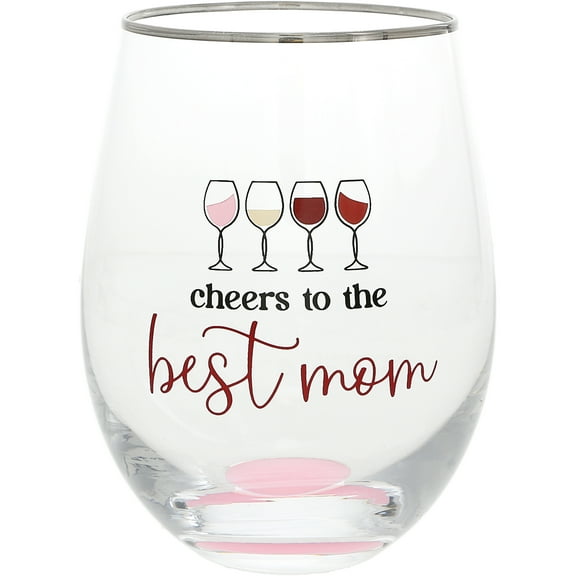 Pavilion Gift Company - Best Mom - Gift Boxed 18 oz Stemless Wine Glass