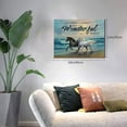 thumbnail image 3 of Horse Wall Art White & Black Horse Pictures Wall Decor Beach Coast Canvas Artwork Painting Motivational Inspirational Quotes Framed Poster Print for Home Living room Bedroom Bathroom Office 12"X16", 3 of 6