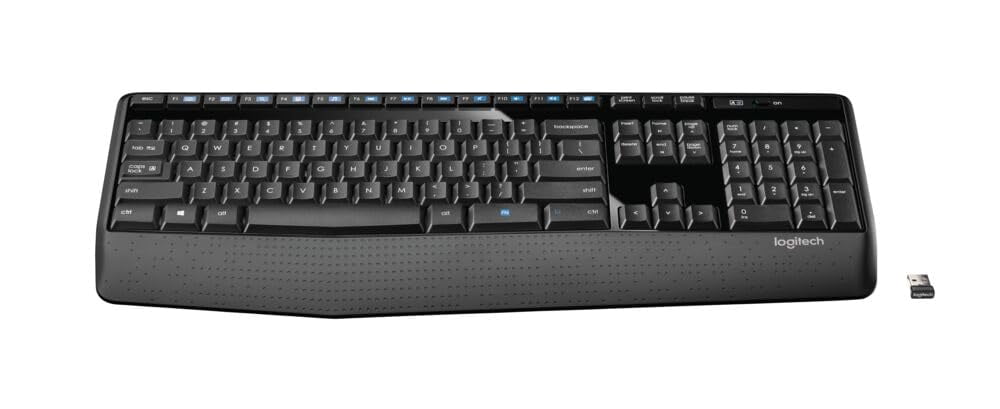 Logitech Wireless Keyboard - Full-Sized Keyboard with Palm Rest, 2.4 GHz Wireless USB Receiver for PC, Laptop, Black
