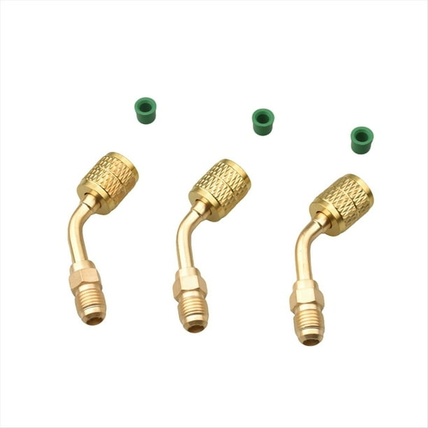 Adaptador de 3 Piezas A2L R-32 R-454B, Conector Hembra de 1/4pulgada LH A Conector Macho de 1/4pulgada RH, para Tanques de Refrigerante LH y Mangueras RH.