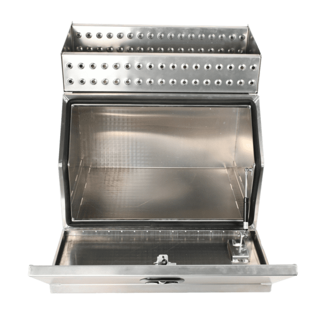 Aluminum Side Mount Semi Truck Tool Box with Saddle Step&Lock+Key 25"x28"x30"