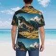 thumbnail image 4 of Pofeuu Cute Green Dinosaur Blue Sky Print Hawaiian Shirt for Men Sleeves Casual Button Down Summer Beach Dress Shirts T-Shirts,3X-Large, 4 of 7