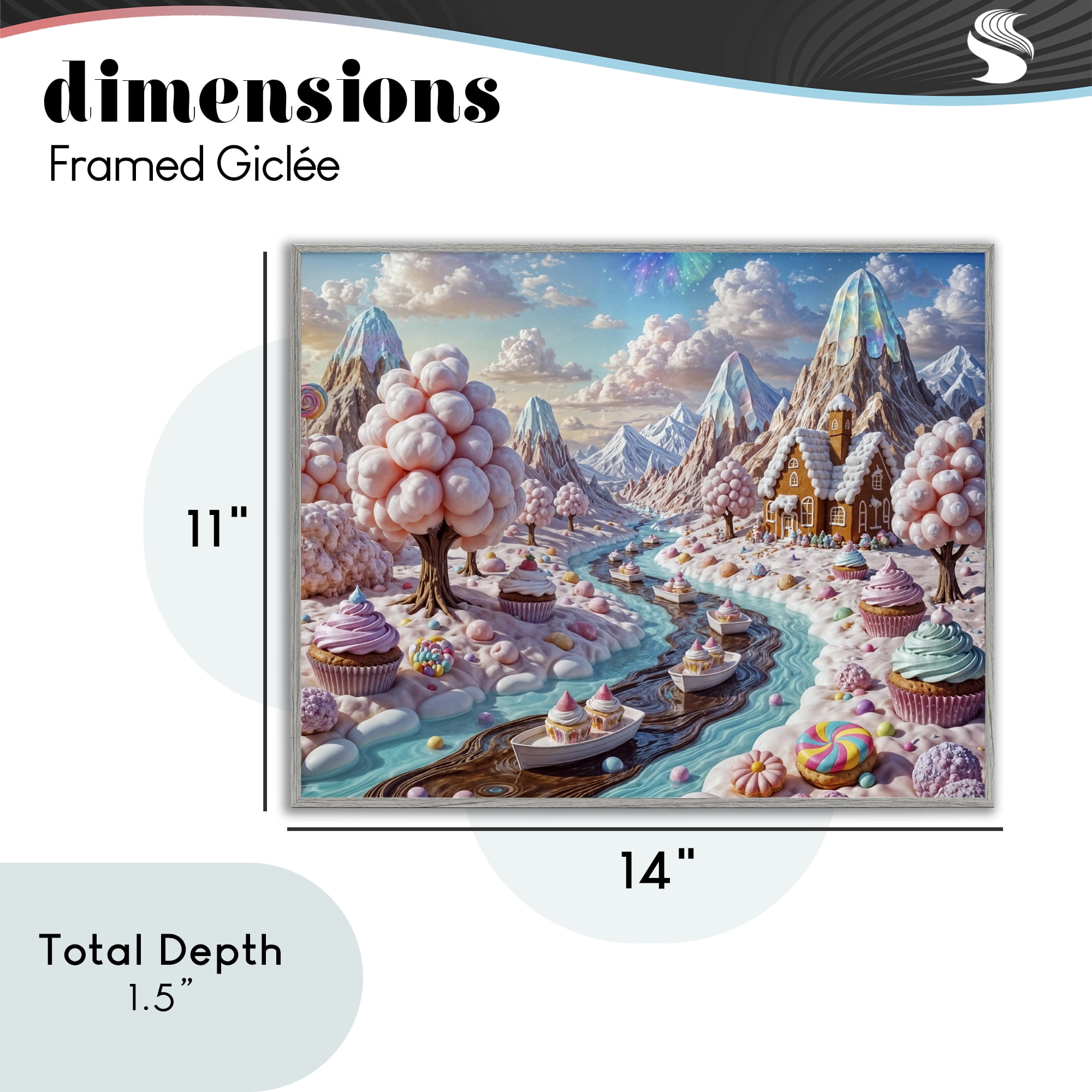 Stupell Industries Dreamlike Candy Land Whimsy Gray Framed Giclee Art, design by Tabz Jones