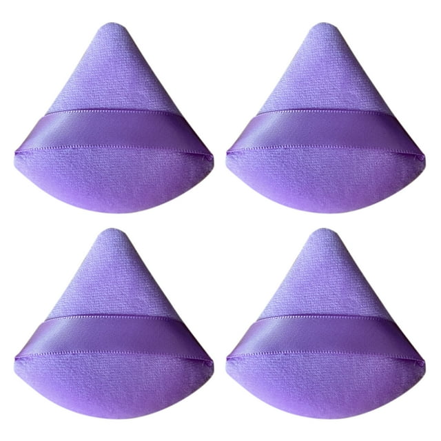 GUANGHONG 4pc Triangle Powder Puff Soft Powder Puffs for Face Powder Velour Makeup Puff with Triangle Shape Easily Get In the Corner of Eyes Nose Make Your Skin Looking