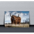 thumbnail image 2 of HFDF Blue Sky and White Clouds Plateau Cattle Canvas Wall Art Brown Highland Cow Stands on the Green Grassland Wall Decor Artwork Original Grassland Background Canvas Print Poster 20x16inch Framed, 2 of 7