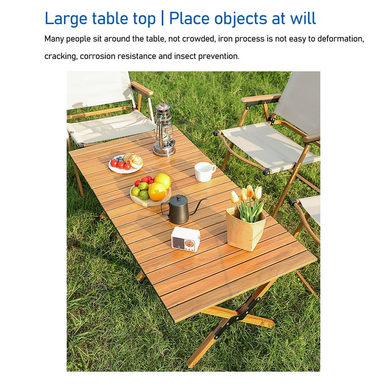 Portable Folding Metal Wood BBQ Camping Table 47.2x23.6x17 Portable Folding Metal Wood BBQ Camping Table 47.2x23.6x17