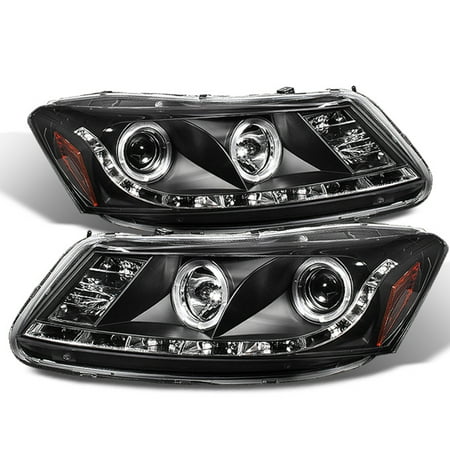 - Fits 08-12 Honda Accord 4Dr Black Dual Halo Projector DRL LED Strip Headlights