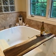 thumbnail image 1 of Stumps Custom Wood Natural Live Edge Walnut Bathtub Tray - Rustic Wood Bath Caddy for Reading, Relaxing and Luxury Soak 49 Inches Length x 6-9 Inches Width Phone Slot, 1 of 5