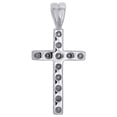 thumbnail image 3 of 14K White Gold Real Diamond Mini 1 Row Prong Set Cross Pendant 1" Charm 0.57 CT., 3 of 6