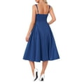 thumbnail image 3 of Women Sleeveless Square Neck Midi DressSwing A Line Party Wedding Guest Dresses Elegant Classy S Navy Blue, 3 of 6