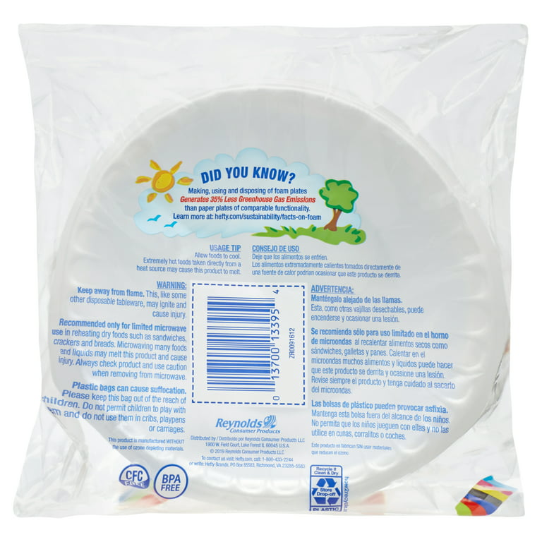 Hefty Soak Proof Foam Disposable Plates 20 ct.