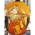 thumbnail image 2 of Men's Beer Print T-shirt with Realistic Lager and Ale Beer Glass Designs- Short-sleeved, Round-neck, Casual Summer T-shirt, Suitable for Beer Lovers, Machine Washable, 2 of 6