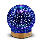 clearon 3d glass essential oil diffuser - ultrasonic aroma scent diffuser - cool mist electric humidifier with color changing led night lights - for aromatherapy and olive coconut oil (d-025d)