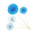 thumbnail image 5 of fastboy 4pcs Paper Fans Decoration Birthday Party Gold Cake Topper Set Colorful Round Cakes Topper, Blue, 5 of 5