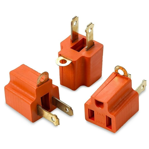 3 prong To 2 Prong 3 Piece Grounding Adapter For Wall Outlet Plugs