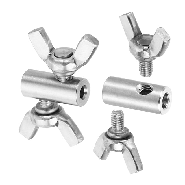 Unique Bargains 304 Stainless Steel 4mm Hole Wire Rope Clips, 2Pcs Wire Rope Clamp Fasteners Screws, Silver