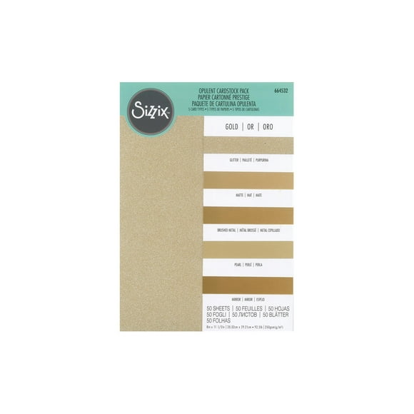 Sizzix Surfacez Opulent Cardstock Pack 8"X11.5" 50/Pkg-Gold - 664532