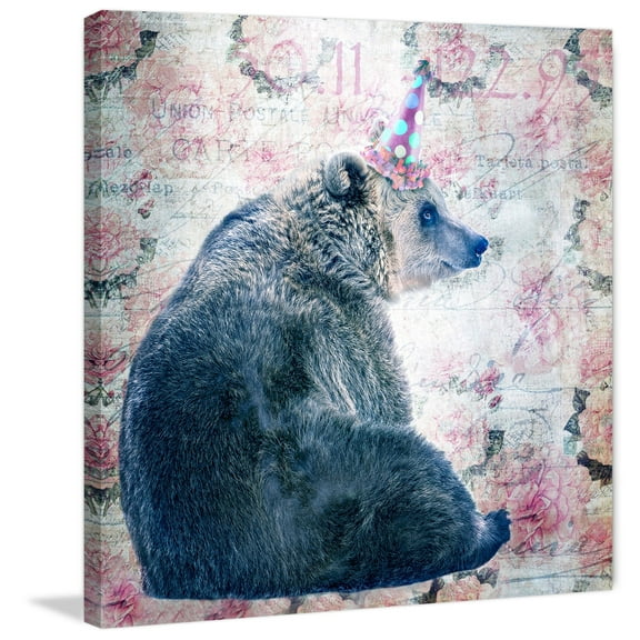 Marmont Hill "Party Bear" by Morgan Jones Painting Print on Wrapped Canvas