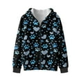 thumbnail image 4 of Xoenoiee Dog Paw Heart Floral Print Fleece Full Zip Hoodies for Kids Girls Activewear Autumn Winter Long Sleeve Hooded Sweatshirt Lightweight Hooded Jacket Sports Shirt with Pocket, 6-7 Years, 4 of 7