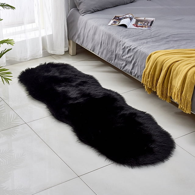 Alfombra de sofá de lana de imitación, alfombra para piso, cojín de lana de imitación, alfombra para ventana salediza, alfombra antideslizante para sala de estar y dormitorio