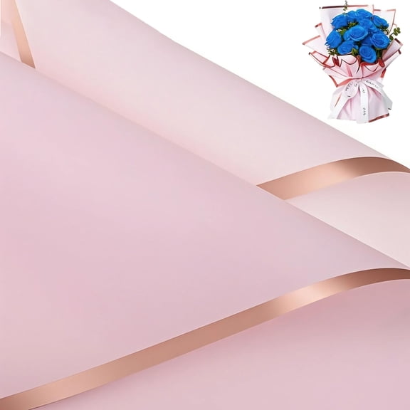 MIARONIN 20 Sheets Flower Wrapping Paper, Waterproof Floral Bouquet Wrapping Paper for DIY Crafts, Gift Packaging, Flower Shop Bouquet Packaging, 22x22 Inch Each Wrapping Paper(Pink,Rose Gold)