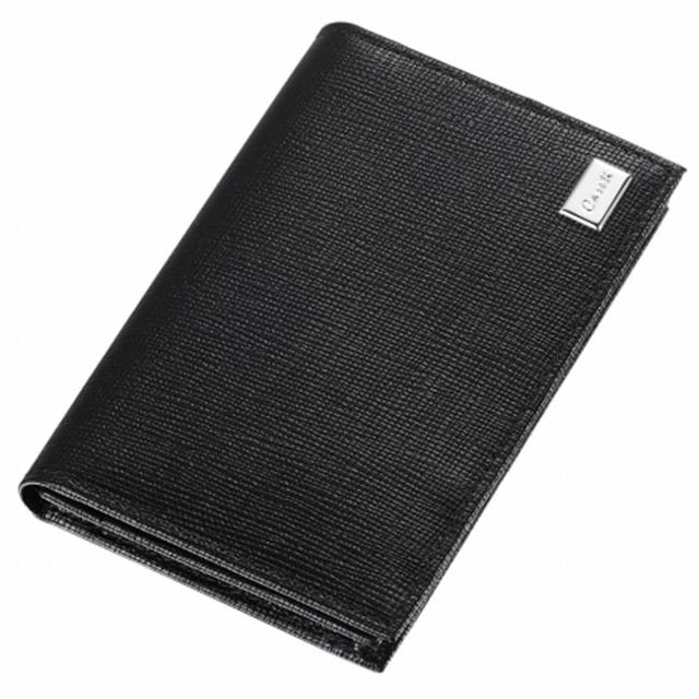 Lilah Black Leather Weave Pattern Business Card Holder