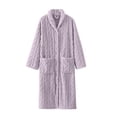 thumbnail image 1 of Women's Plush Long Robe Soft Bathrobe Button Up Housecoat Fuzzy Fleece Warm Winter Robe Sleepwear with Pockets, 1 of 5