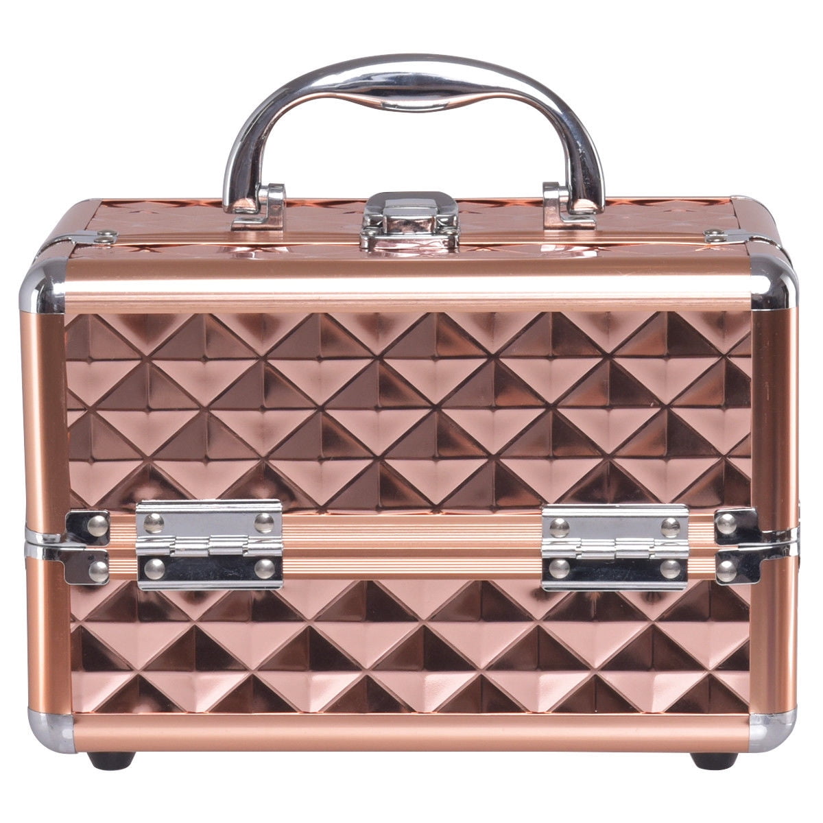 Topbuy Cosmetics Case Makeup Box Organizer w/ Extendable Trays & Mirror