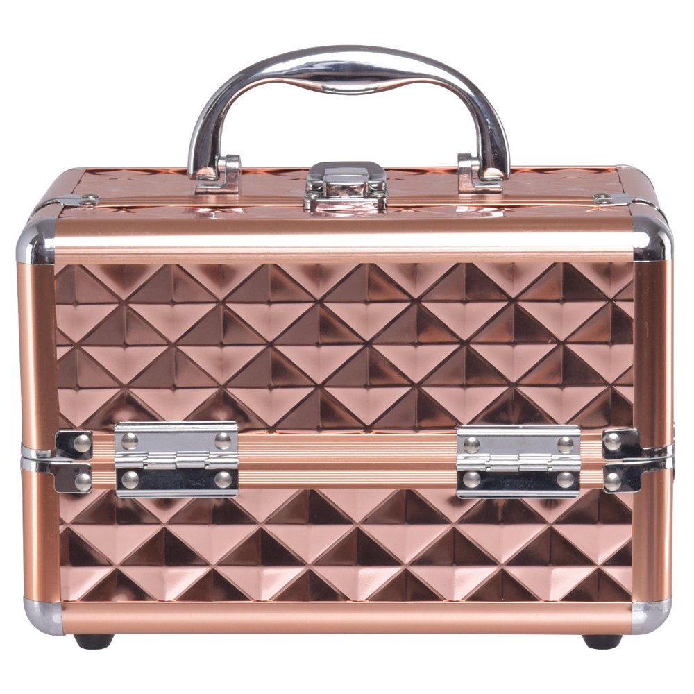 Topbuy Cosmetics Case Makeup Box Organizer w/ Extendable Trays & Mirror