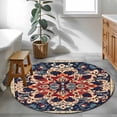 thumbnail image 4 of Bohemia Flower Round Area&nbsp;Rug 3.3ft Vintage Boho Ethnic Farmhouse Orange Floral Pattern Non-Slip&nbsp;Washable Circle Rugs Soft Felt Indoor Floor Mat for Bedroom Kitchen Living Room Bathroom, 4 of 9