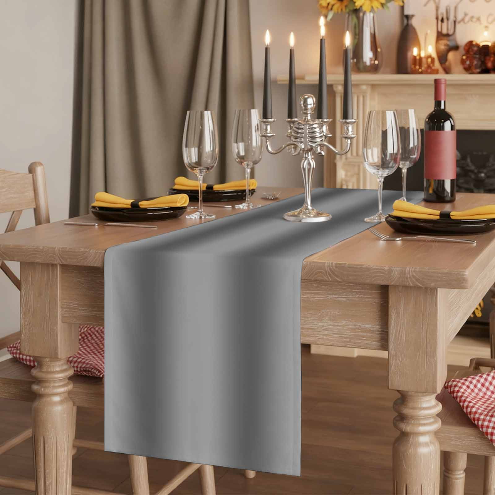 Gray Ombre Table Runner 120 Inches Long,Modern Abstract Art Farmhouse Gradient Cotton Linen Table Runners Dresser Scarves,Decorative Tabletop Scarf Furniture Cover for Home Dinner Party 13"x120"