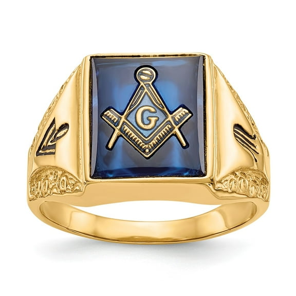 14K Yellow Gold Ring Band Men's Masonic
