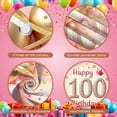 thumbnail image 3 of Pink Gold Theme Happy 100th Birthday Banner Princess Crown Design 100th Birthday Display Sparkling Sequins Balloon Decorations Centenarian Birthday Backdrop for 100th Birthday Party Princess Theme, 3 of 8