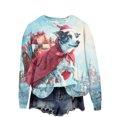 thumbnail image 2 of Women's Fashion Christmas Printed Long Sleeve Loose Round Neck Sweatshirt Top, Holiday Themed Fall Winter Wear with Comfort Fit and Soft Material for Daily Use,Cyan,M, 2 of 6
